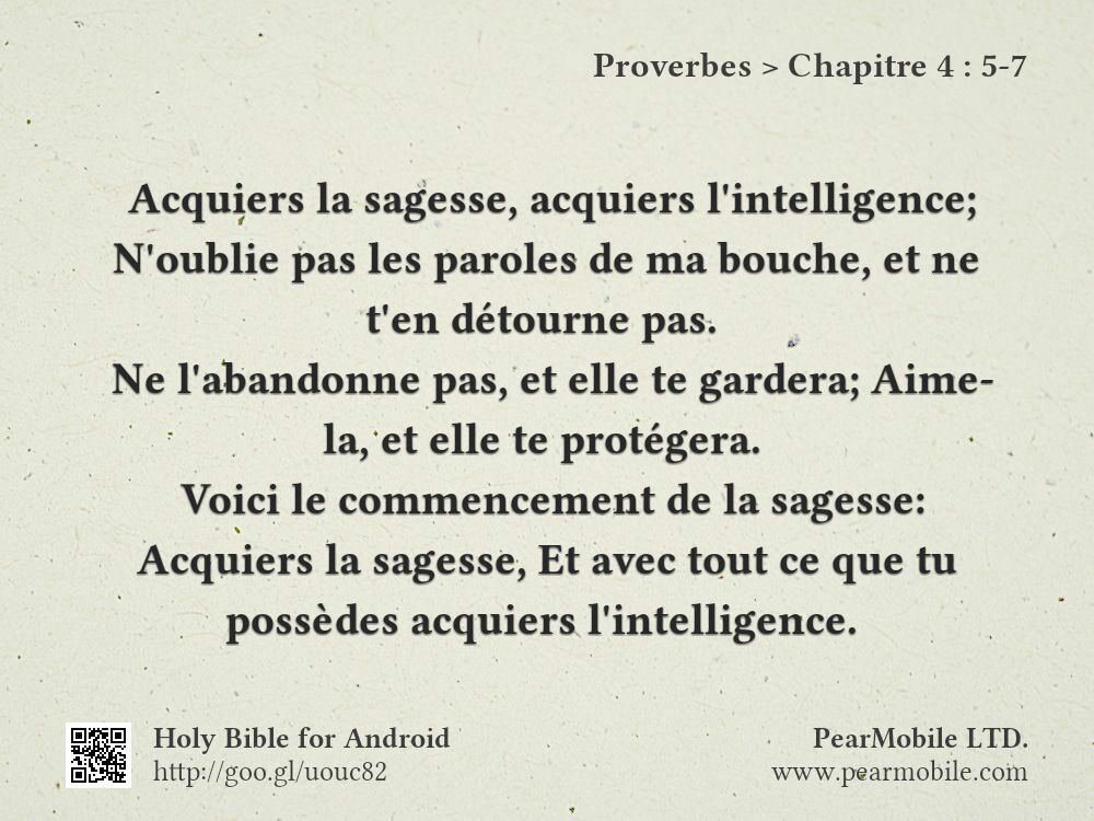 Proverbes, Chapitre 4:5-7